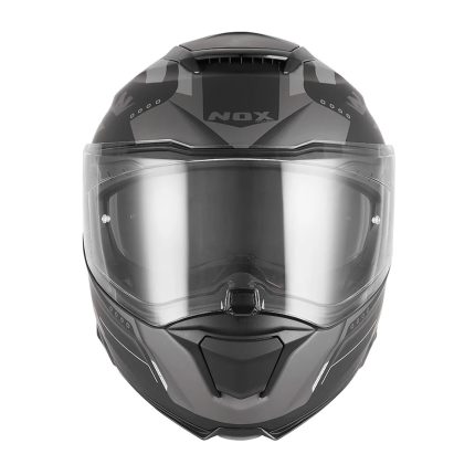 Kaciga NOX Flip Up N967 CONQUER sa naočarima mat crno srebrna