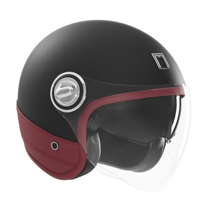 Kaciga NOX HERITAGE PREMIUM crna sa crvenom kožom