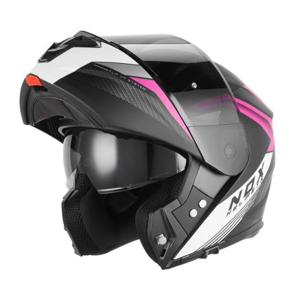 Kaciga NOX Flip Up N968 SHIFT sa naočarima mat crno belo roza