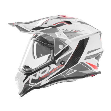 Kaciga NOX Enduro sa vizirom N312 TRACK crveno bela