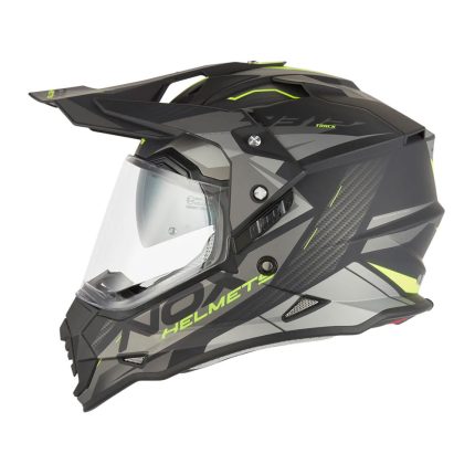 Kaciga NOX Enduro sa vizirom N312 TRACK žuto mat crna