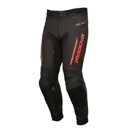 Pantalone kožne MODEKA VALYANT crno crvene