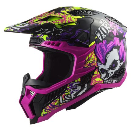 Kaciga LS2 Cross MX703 C X-FORCE CARBON FIRESKULL crno ljubičasta