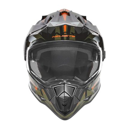 Kaciga NOX Enduro sa vizirom N312 TRACK KHAKI narandžasta