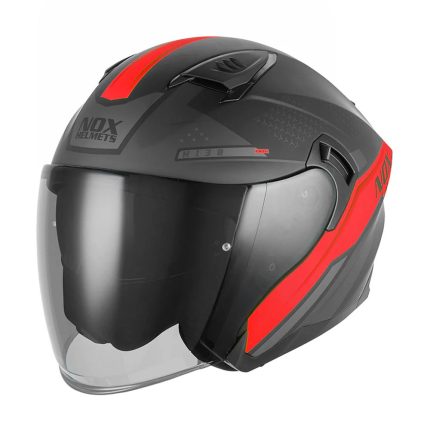 Kaciga NOX Jet N130 EKTO crveno mat crna