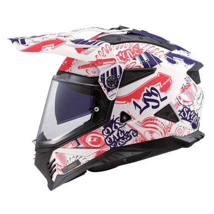 Kaciga LS2 Enduro MX702 PIONEER II FANTASY belo crveno plava