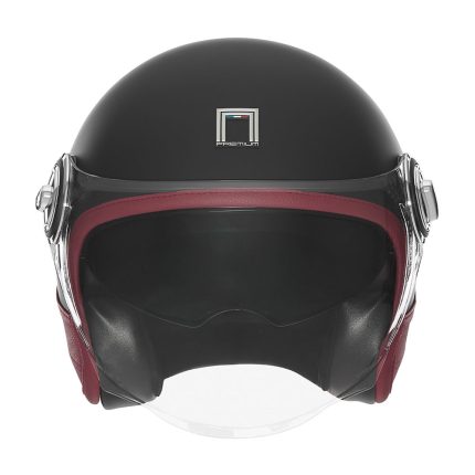 Kaciga NOX HERITAGE PREMIUM crna sa crvenom kožom
